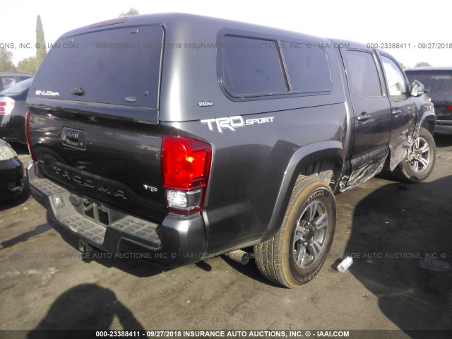 3TMAZ5CN1GM009666 - 2016 TOYOTA TACOMA DBL CAB/SR5/TRD SPORT/OR GRAY photo 4