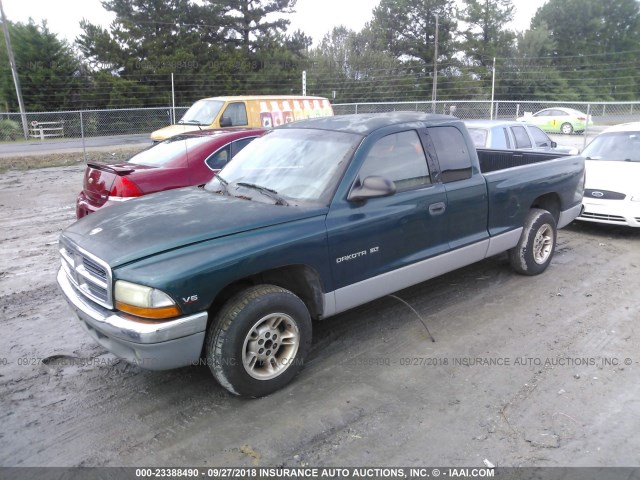 1B7GL22X0XS199500 - 1999 DODGE DAKOTA GREEN photo 2