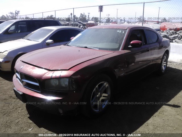 2B3KA53H57H631516 - 2007 DODGE CHARGER R/T RED photo 2