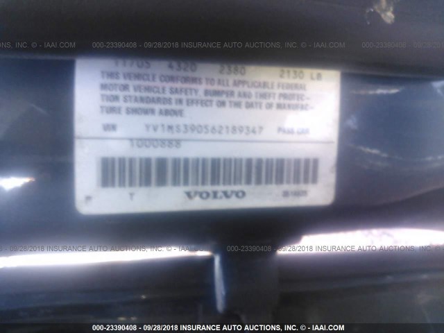 YV1MS390562189347 - 2006 VOLVO S40 2.4I BLUE photo 9