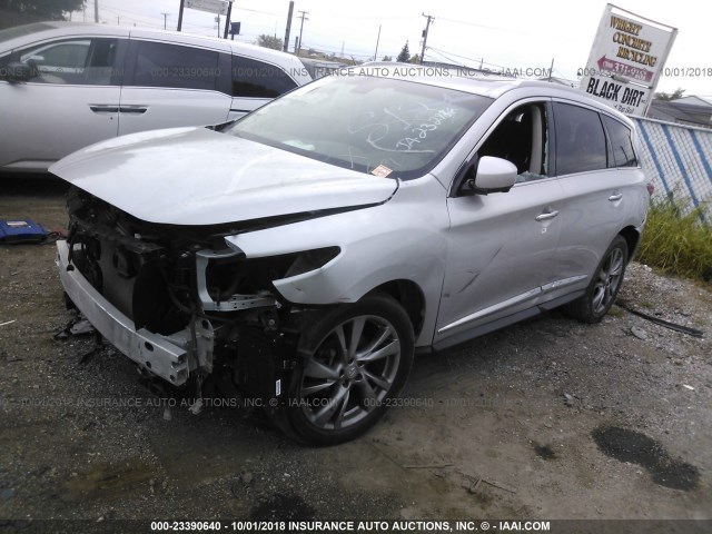 5N1AL0MMXDC307779 - 2013 INFINITI JX35 SILVER photo 2