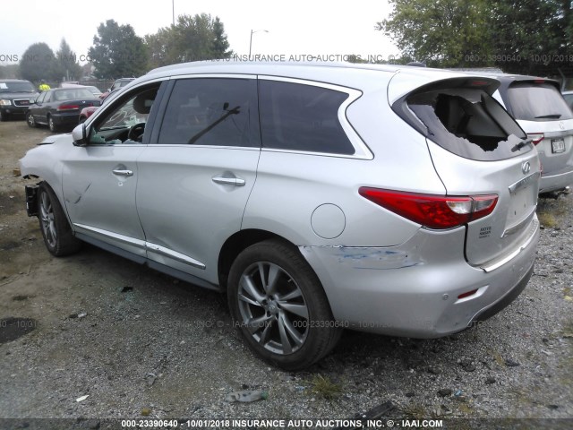 5N1AL0MMXDC307779 - 2013 INFINITI JX35 SILVER photo 3