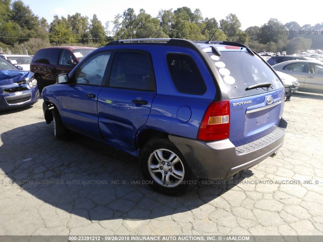 KNDJE723687453371 - 2008 KIA SPORTAGE EX/LX BLUE photo 3