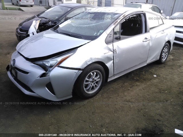 JTDKBRFU7H3025618 - 2017 TOYOTA PRIUS SILVER photo 2