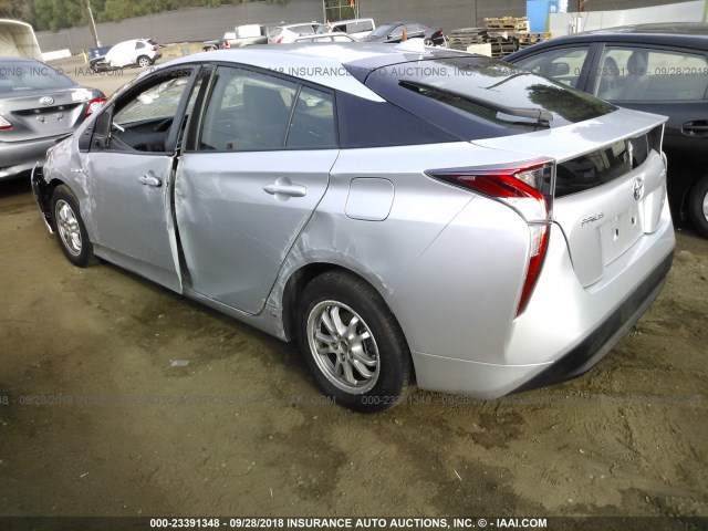 JTDKBRFU7H3025618 - 2017 TOYOTA PRIUS SILVER photo 3