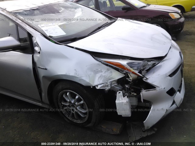 JTDKBRFU7H3025618 - 2017 TOYOTA PRIUS SILVER photo 6