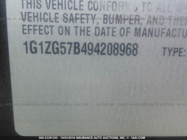 1G1ZG57B494208968 - 2009 CHEVROLET MALIBU LS 黑色 照片 9