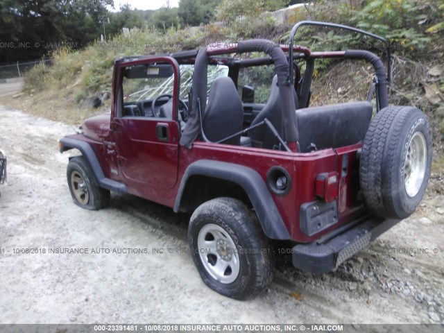 1J4FY19S9XP442803 - 1999 JEEP WRANGLER / TJ SPORT MAROON photo 3