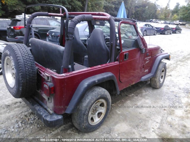 1J4FY19S9XP442803 - 1999 JEEP WRANGLER / TJ SPORT MAROON photo 4