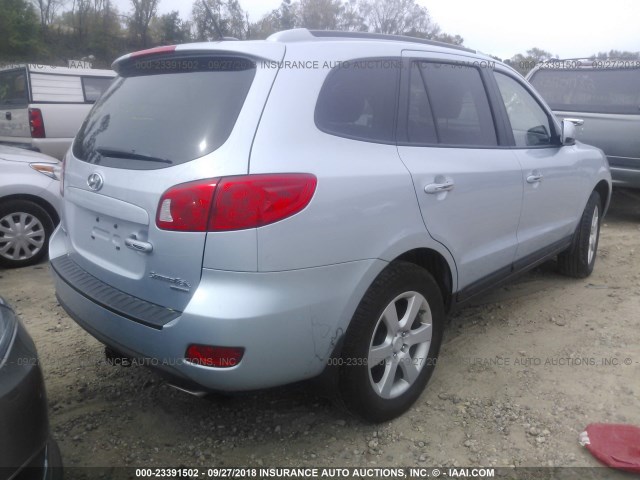 5NMSH13E78H221766 - 2008 HYUNDAI SANTA FE SE/LIMITED BLUE photo 4