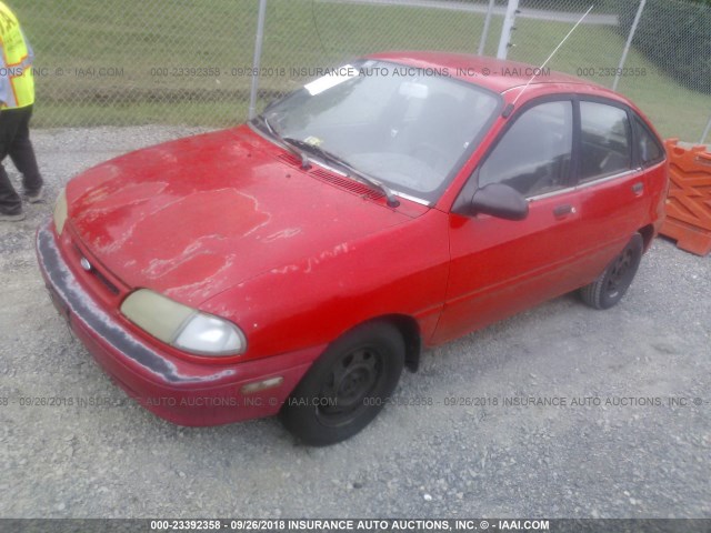 KNJLT06H0R6127615 - 1994 FORD ASPIRE RED photo 2