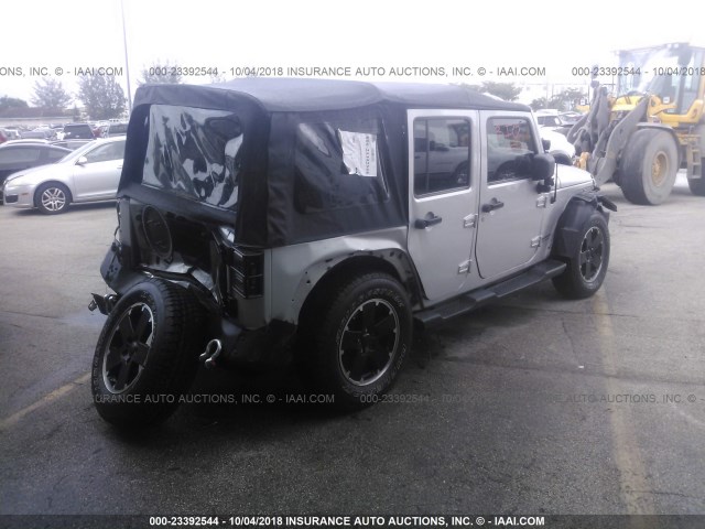 1C4BJWEG3CL264847 - 2012 JEEP WRANGLER UNLIMITE SAHARA SILVER photo 4