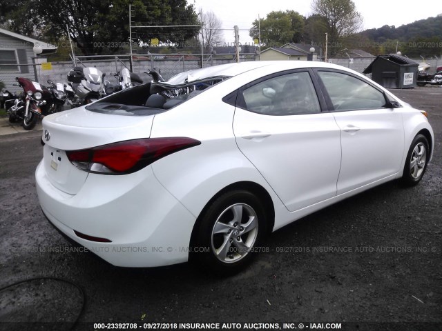 5NPDH4AE4FH627954 - 2015 HYUNDAI ELANTRA SE/SPORT/LIMITED WHITE photo 4