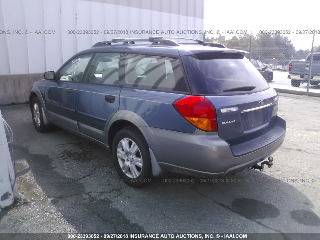 4S4BP61C257383322 - 2005 SUBARU LEGACY OUTBACK 2.5I BLUE photo 3