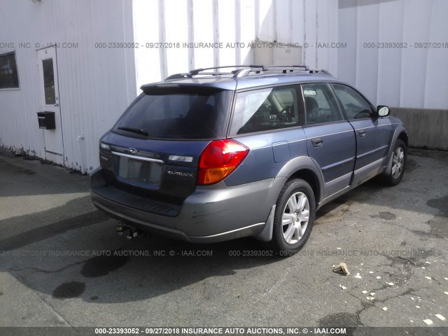 4S4BP61C257383322 - 2005 SUBARU LEGACY OUTBACK 2.5I BLUE photo 4