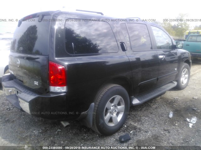 5N1AA08B65N724482 - 2005 NISSAN ARMADA SE/LE BLACK photo 4