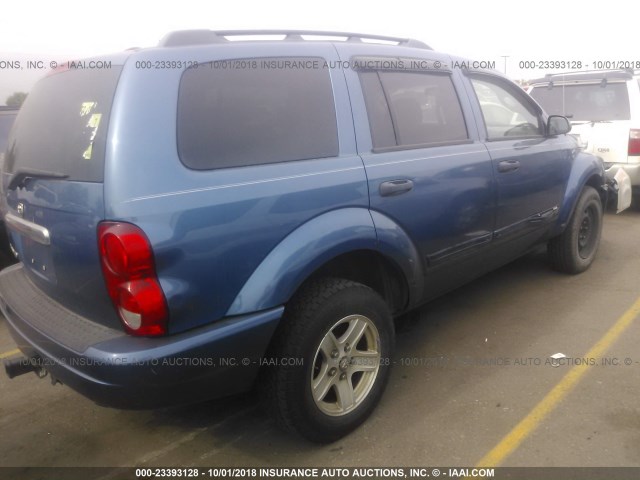 1D4HB48N45F542293 - 2005 DODGE DURANGO SLT BLUE photo 4