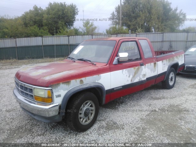 1B7GL23Y9PS210436 - 1993 DODGE DAKOTA RED photo 2