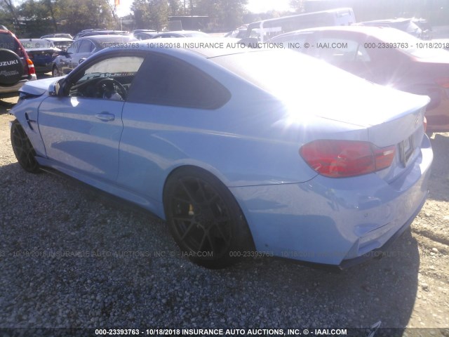 WBS3R9C53HK709237 - 2017 BMW M4 Light Blue photo 3