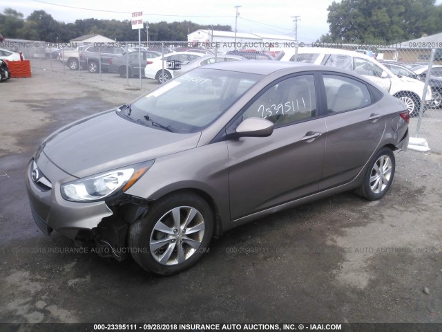 KMHCU4AE0CU244954 - 2012 HYUNDAI ACCENT GLS/GS/SE BROWN photo 2