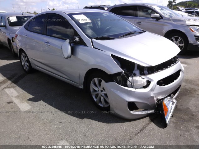 KMHCU4AE7EU767715 - 2014 HYUNDAI ACCENT GLS/SE SILVER photo 1