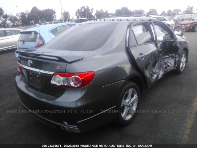 5YFBU4EE8CP073264 - 2012 TOYOTA COROLLA S/LE GRAY photo 4