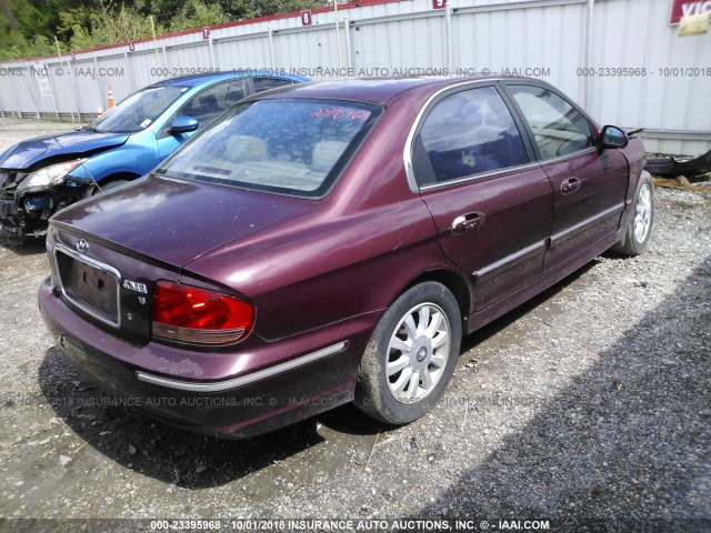 KMHWF35H44A005514 - 2004 HYUNDAI SONATA GLS/LX MAROON photo 4