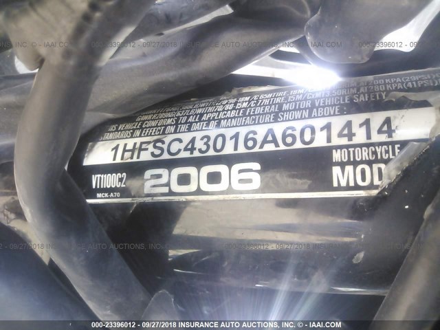 1HFSC43016A601414 - 2006 HONDA VT1100 C2 GRAY photo 10