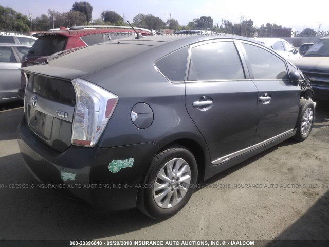 JTDKN3DP0E3057033 - 2014 TOYOTA PRIUS PLUG-IN  GRAY photo 4