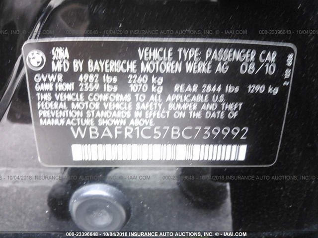 WBAFR1C57BC739992 - 2011 BMW 528 黑色 照片 9