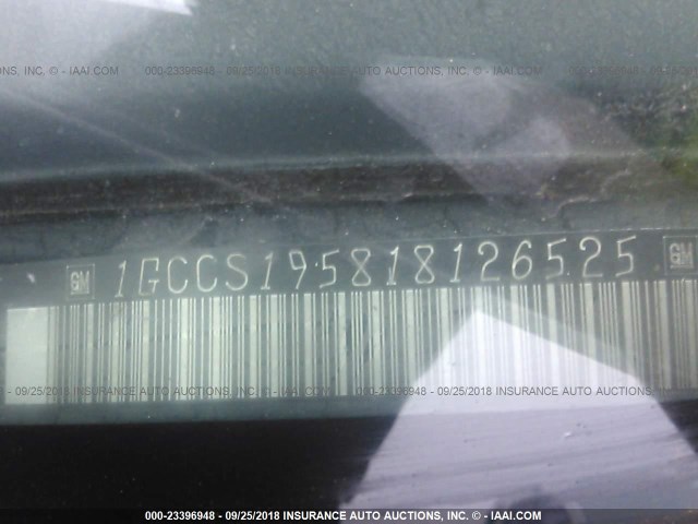 1GCCS195818126525 - 2001 CHEVROLET S TRUCK S10 GRAY photo 9