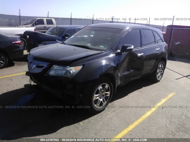 2HNYD28358H516938 - 2008 ACURA MDX TECHNOLOGY BLACK photo 2