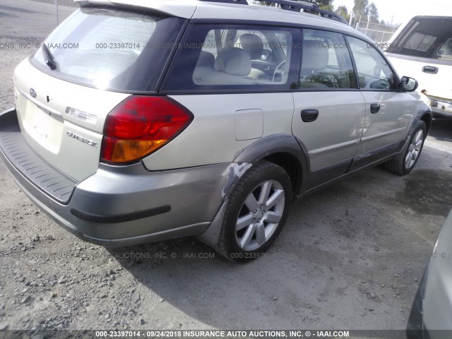 4S4BP61C957326213 - 2005 SUBARU LEGACY OUTBACK 2.5I GREEN photo 4