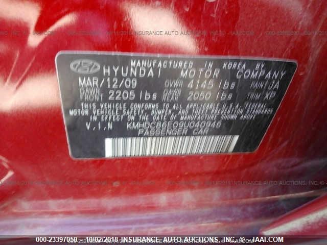 KMHDC86E09U040946 - 2009 HYUNDAI ELANTRA TOURING  RED photo 9