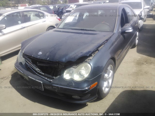 WDBRF40J65F660245 - 2005 MERCEDES-BENZ C 230K SPORT SEDAN BLUE photo 2