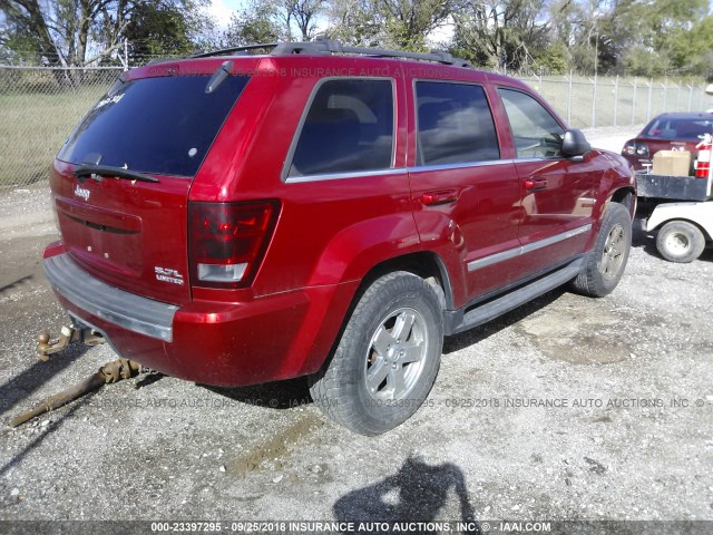1J4HR58245C519905 - 2005 JEEP GRAND CHEROKEE LIMITED RED photo 4