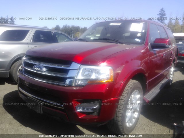 1FMJU1KT3HEA50505 - 2017 FORD EXPEDITION LIMITED RED photo 2