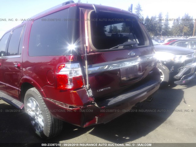 1FMJU1KT3HEA50505 - 2017 FORD EXPEDITION LIMITED RED photo 6