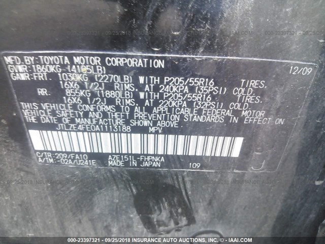 JTLZE4FE0A1113188 - 2010 TOYOTA SCION XB Qara foto 9