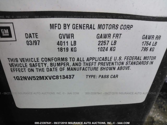 1G2NW52MXVC813437 - 1997 PONTIAC GRAND AM GT PURPLE photo 9