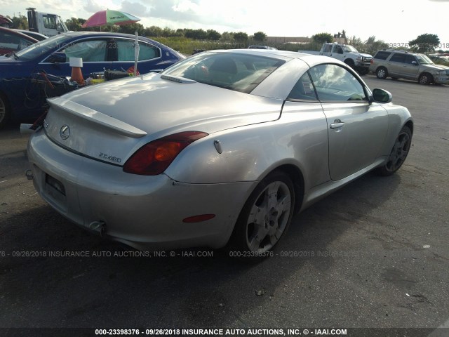 JTHFN48Y240059861 - 2004 LEXUS SC 430 SILVER photo 4