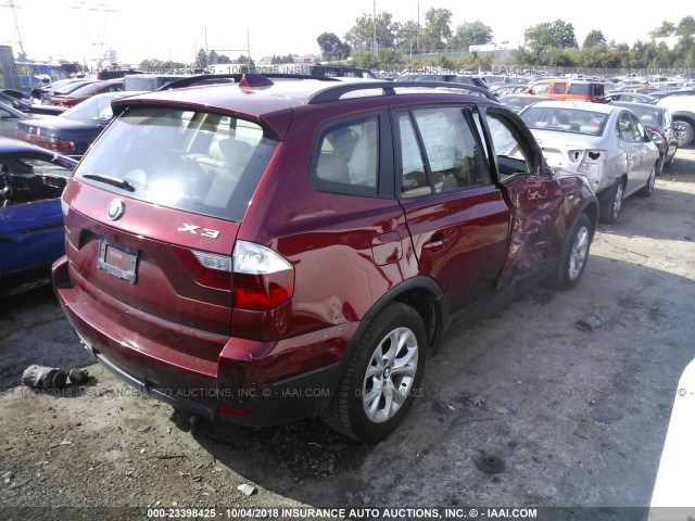 WBXPC9C4XAWE79332 - 2010 BMW X3 XDRIVE30I RED photo 4