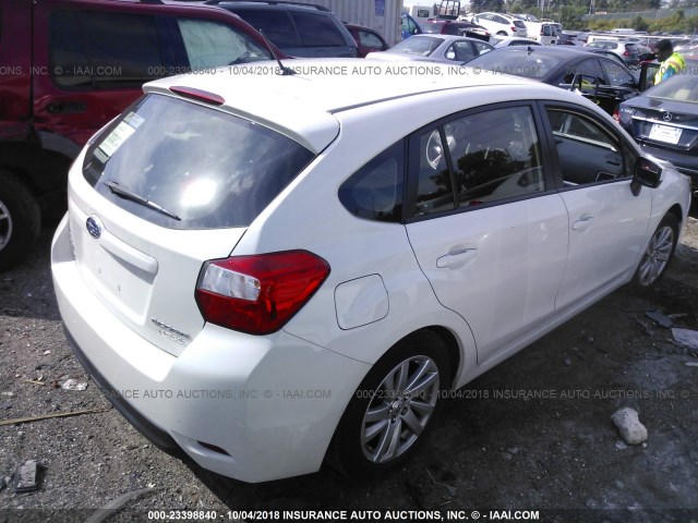 JF1GPAC66F8269975 - 2015 SUBARU IMPREZA PREMIUM WHITE photo 4