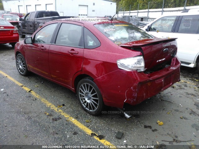 1FAHP3GN4BW136042 - 2011 FORD FOCUS SES MAROON photo 3