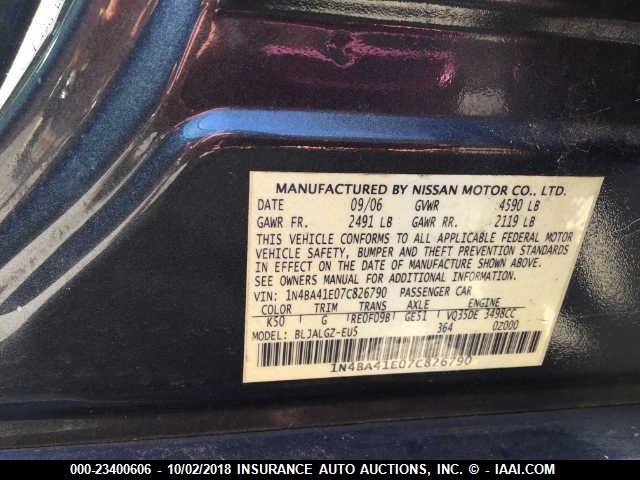 1N4BA41E07C826790 - 2007 NISSAN MAXIMA SE/SL GRAY photo 9