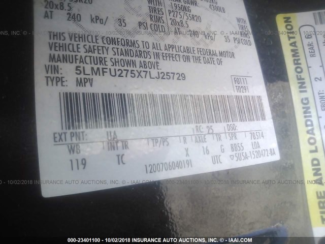 5LMFU275X7LJ25729 - 2007 LINCOLN NAVIGATOR Қара фото 9