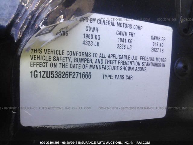 1G1ZU53826F271666 - 2006 CHEVROLET MALIBU LTZ 蓝色 照片 9