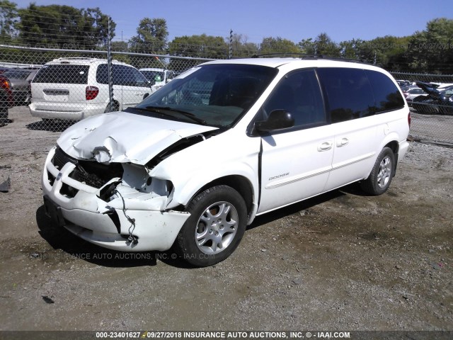 2B4GP74L91R307291 - 2001 DODGE GRAND CARAVAN EX WHITE photo 2