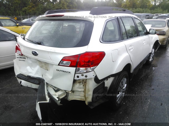 4S4BRCAC7D3229638 - 2013 SUBARU OUTBACK 2.5I WHITE photo 4