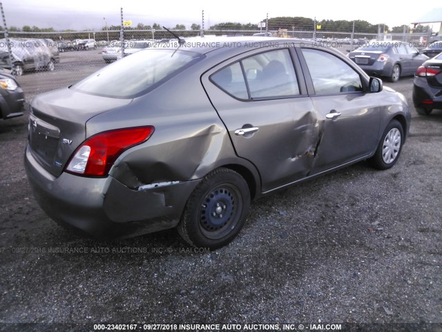 3N1CN7AP9CL814080 - 2012 NISSAN VERSA S/SV/SL GRAY photo 4